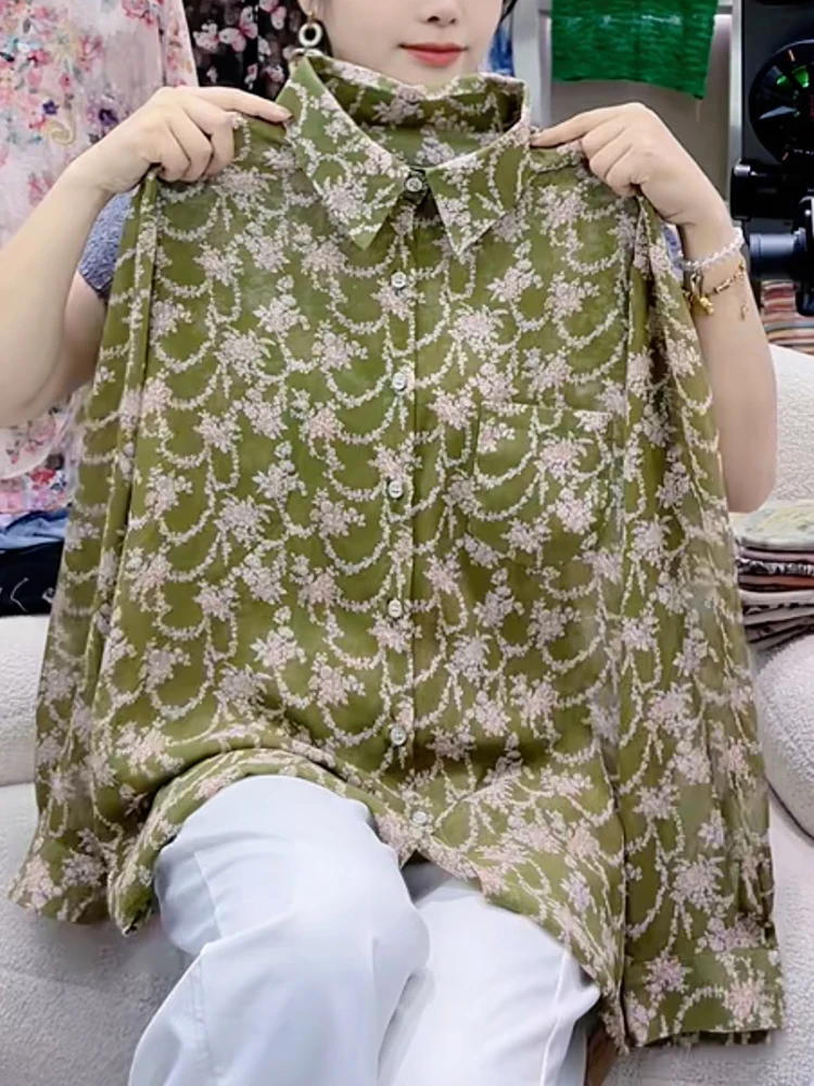 

Spring 2025 plus Size Faionable Printed Slimming Casual irt Ele Commute Sle Korean Version Long Sve Regular Length