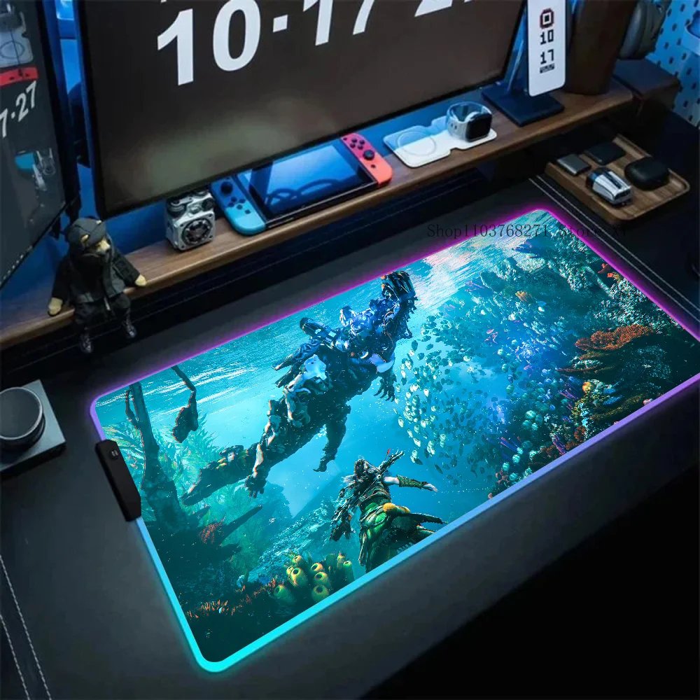 Horizon Zero Dawn Mousepad XXL RGB Gaming Mouse Pads HD Black Gamer Accessories Large LED