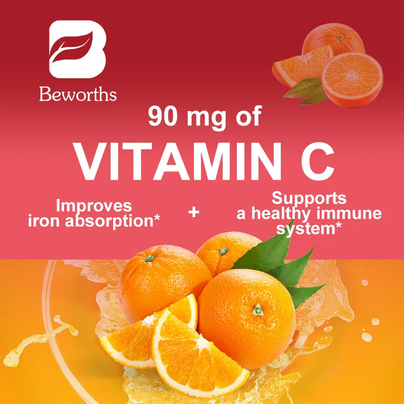 BEWORTHS 54mg Iron Tablet with Vitamin C for Blood Health Boosts Energy Level Fortifies Immune Defenses Stomach Friendly