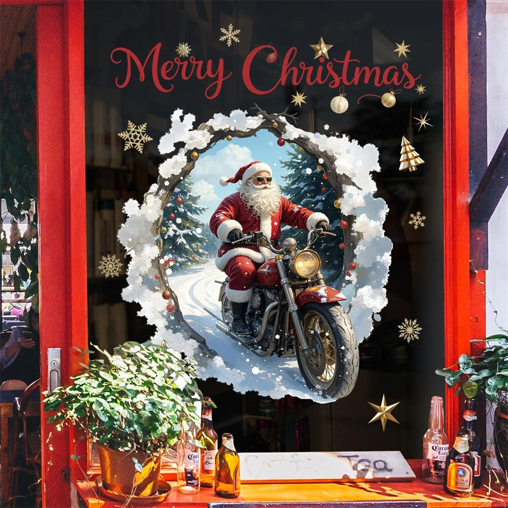 Crayon Window Stickers Static Colored Christmas Tree Sticker Christmas Glass Decoration Stickers Transparent For Wooden Surfaces