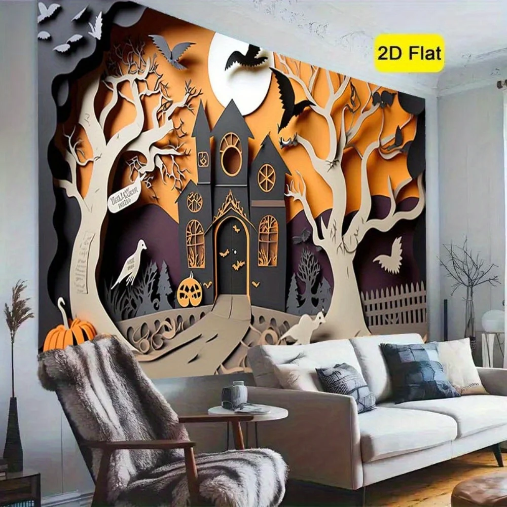 2D flat style, [2D flat] 1-piece set, Halloween banner, multi-functional party decorationzyc