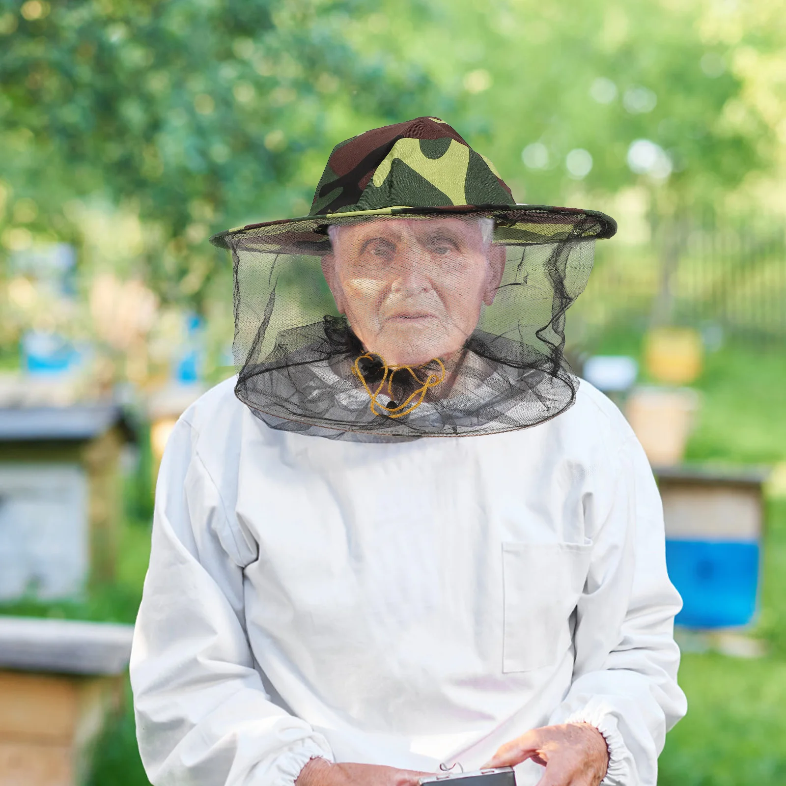 

2pcs Bee Hat Camouflage Anti-Insect Mesh Protector for Beekeeping Fishing Hunting Hiking Walking Holiday Travel Durable Design