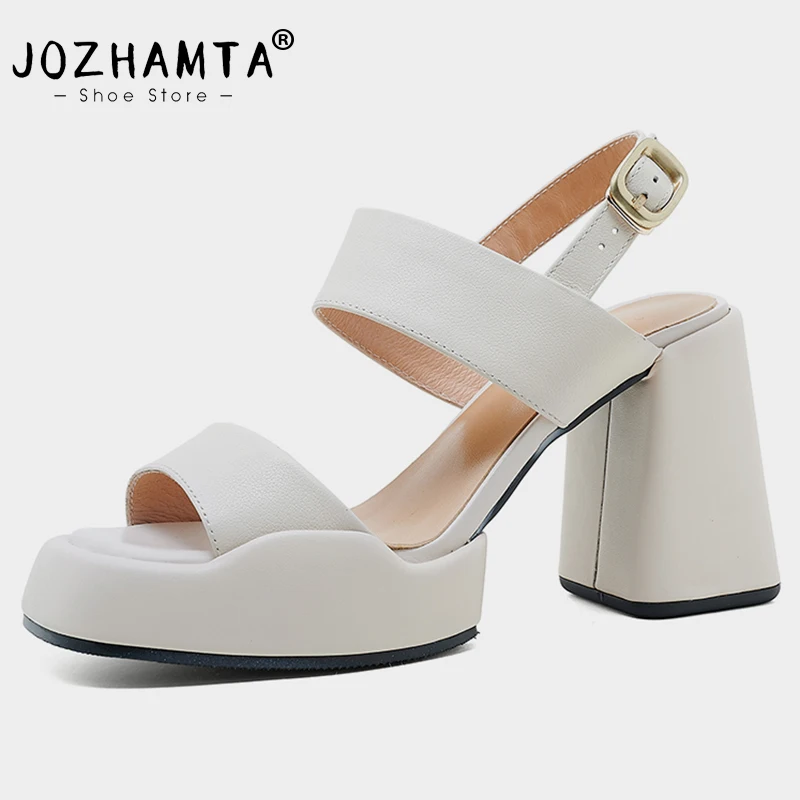 

JOZHAMTA Size 34-39 Heeled Sandals Women Rome Sexy Super High Heels Shoes For Women Summer Real Leather Fashion Platform Sandal