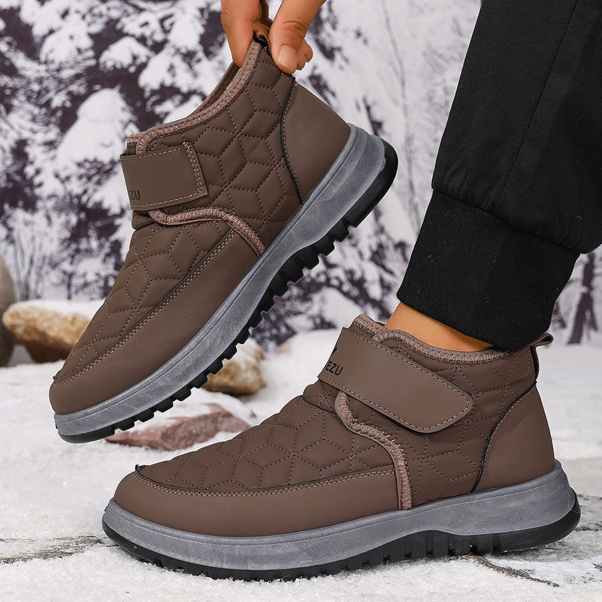 

2025 Winter New Men's Cotton Shoes with Fleece for Cold Weather Outdoor Casual All-Match Anti-Slip Durable Free Men's Shoes