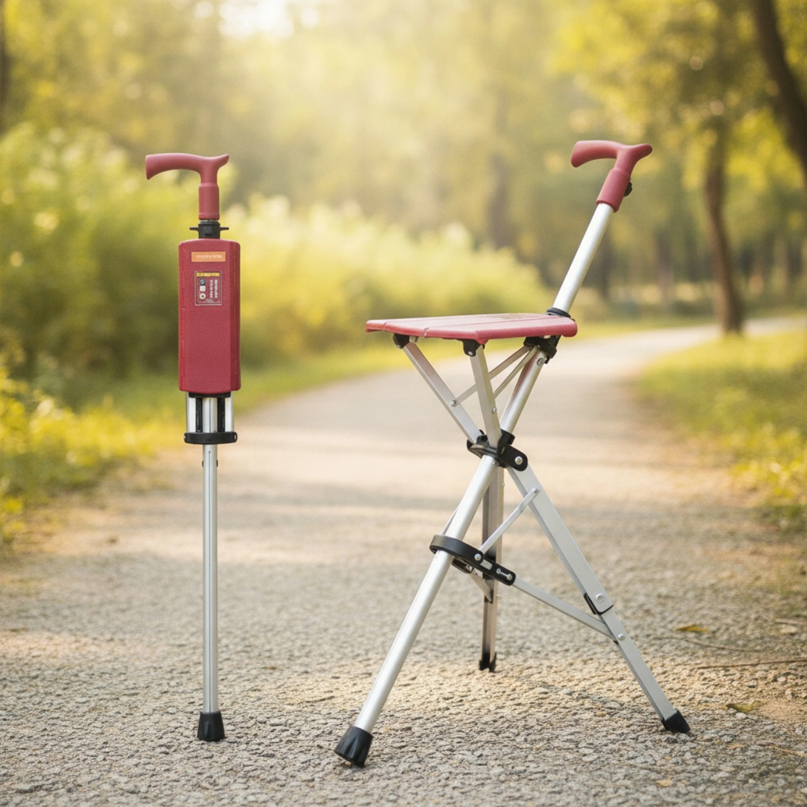 Walking Cane with Seat Foldable Cane with Seat Stool Collapsible Stable for Seniors, Outdoor Walks, Travel - view 3