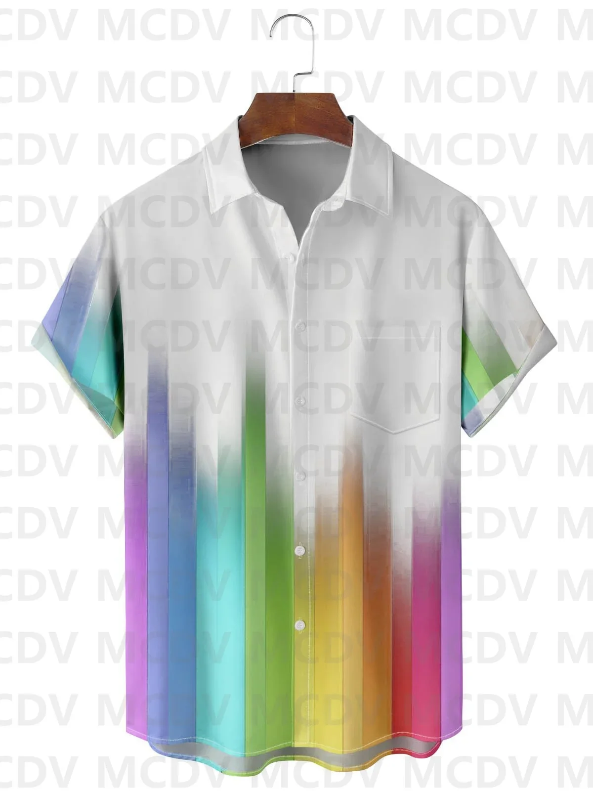 

Men's Colorful Striped Gradient Simple Print Short Sleeve Shirt 3D Hawaiian Shirts Summer