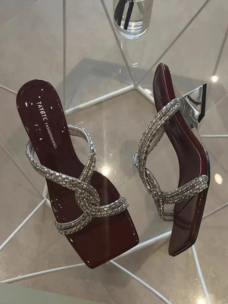 Fashion Womens Shoes 2025 High Heel Sandals Large Size Square Toe Suit Female Beige Buckle Strap Luxury High-heeled New Big Girl