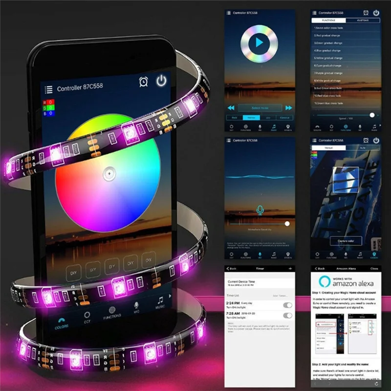 Conjunto de faixa de luz LED LICE 5050RGB Controle Remoto Bluetooth 5V Conjunto de faixa de luz colorida Luz de atmosfera de fundo de TV