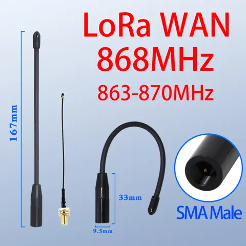 1PCS LoRa Wan 안테나 863-870MHz 864MHz 865M 866MHz 868MHz 869MHz Meshtastic 고효율 채찍 안테나 용 소프트 안테나