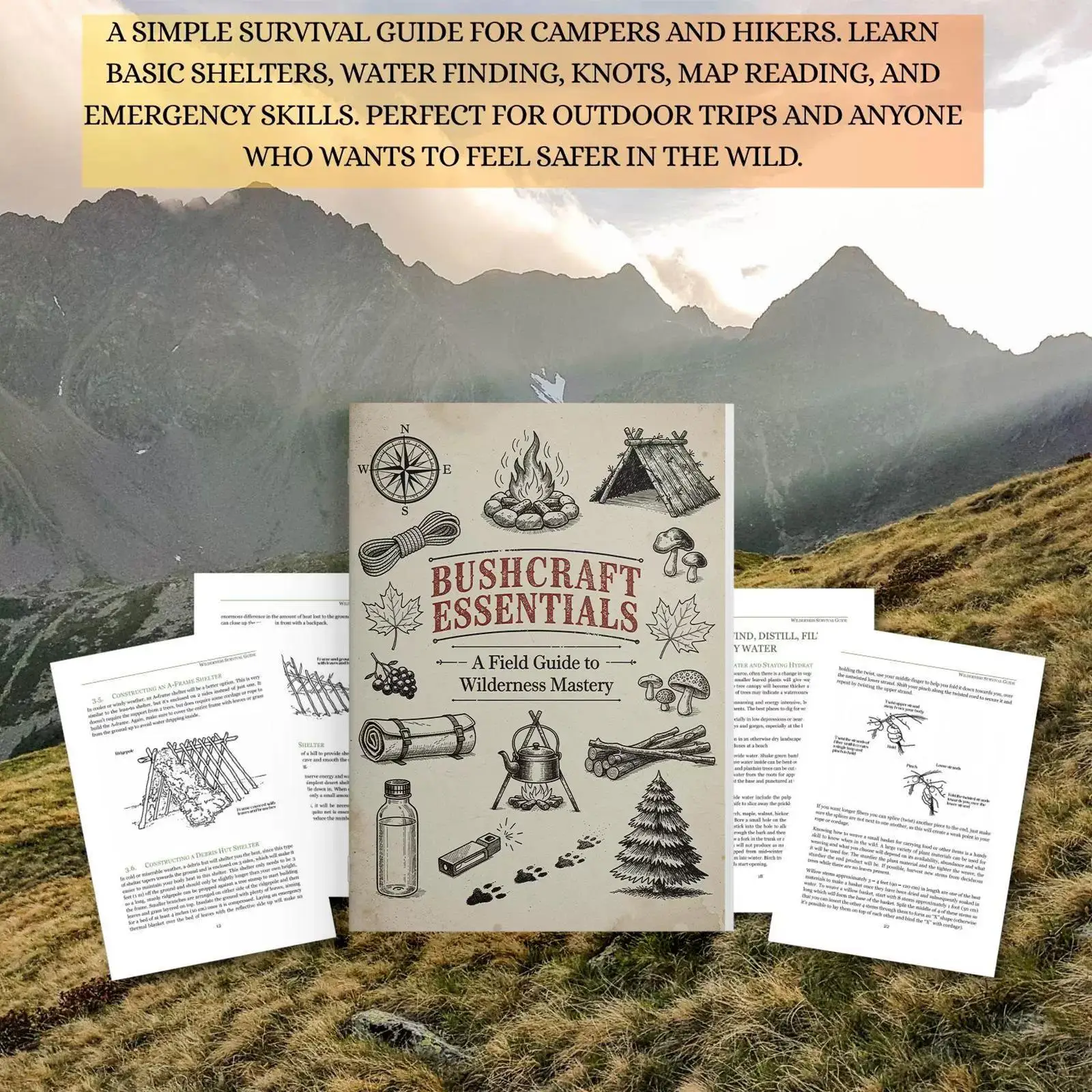 Adult Wilderness Survival Notebook - Bushcraft Essentials a Field Guide to Mastery in the Great Outdoors