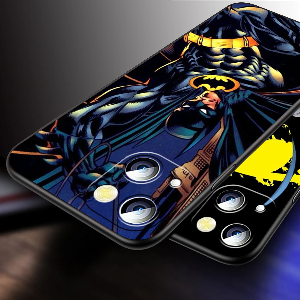 B-Batmanes Art Cool For iPhone 15 14 13 12 11 XS XR X 8 7 SE Pro Max Plus Mini Black Soft Phone Case