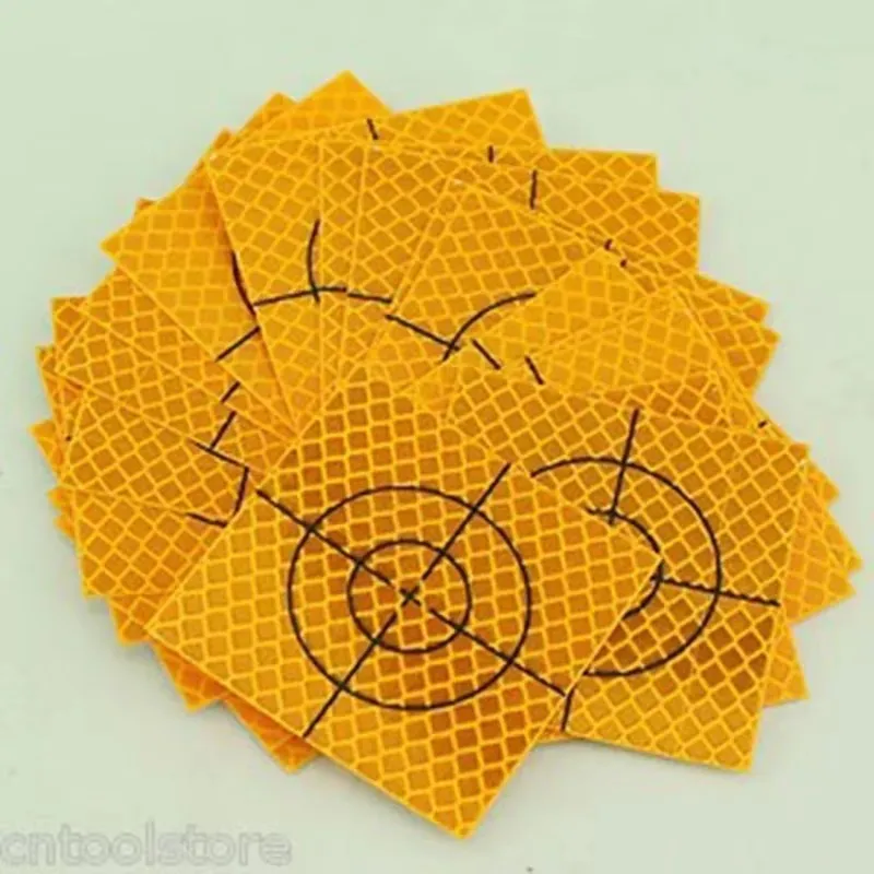 20pcs  Tape Target Total Station Yellow Reflector Sheet 50-50 MM Reflective