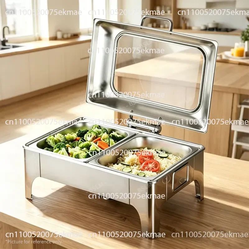Stainless Steel Gold and Black 9L Buffet Bar Hotel Restaurant Alcohol Electric Heating Smokeless Catering Equipment