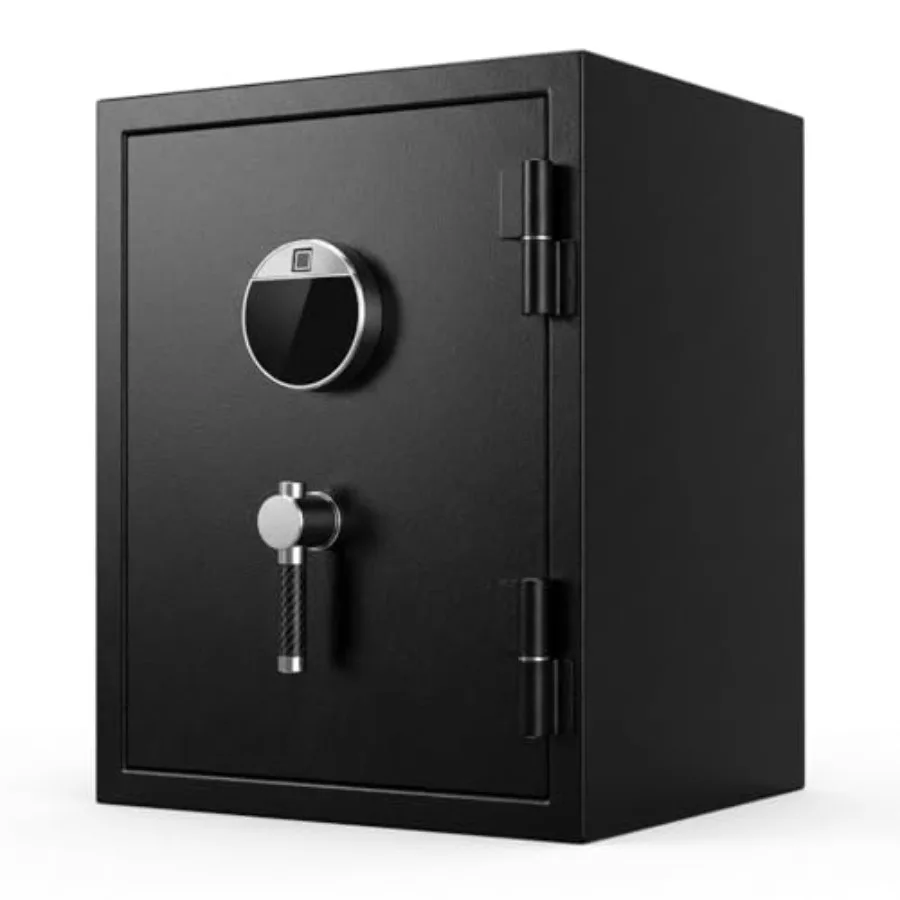 Biometric Fireproof Safe Box for Home Security: Steel Construction, Black Finish, Fingerprint + Digital Keypad Lock, 4.5 Cu Ft