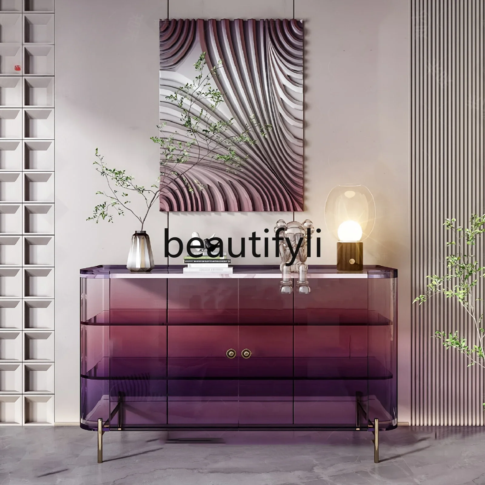 

Acrylic modern simple entrance cabinet light luxury wabi sabi decorative storage side cabinet