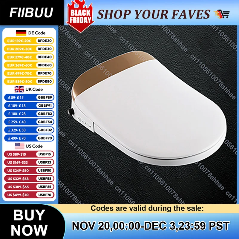Smart Bidet Toilet Seat Heated Instant Warm Water Air Dryer Feminine Wash Night Light Elongated Toilet Cover Lid Self Cleaning