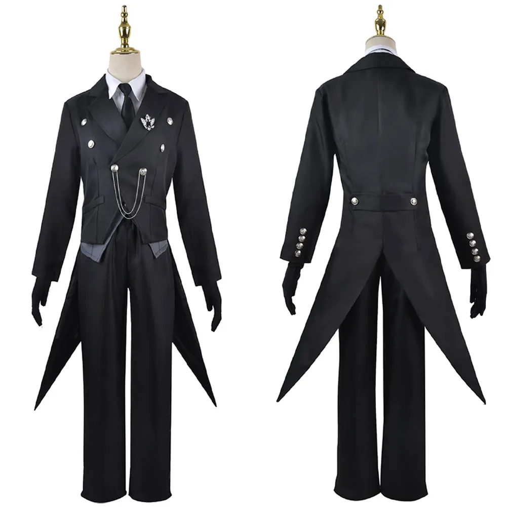 Anime Black Butler Sebas Cosplay Costume Coat Shirt Vest Set Halloween Carnival Suit For Disguise Male Men Adult