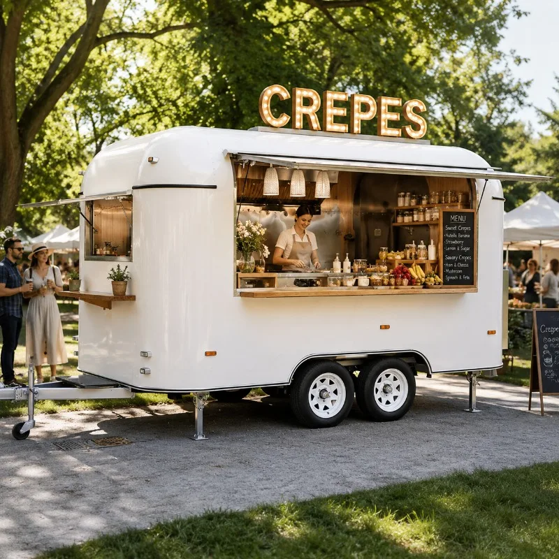 Customized Food Truck Mobile with Kitchen Full Equipment Trailer Hot Dog Burger Coffee Ice Cream Pizza Cart for Street Business