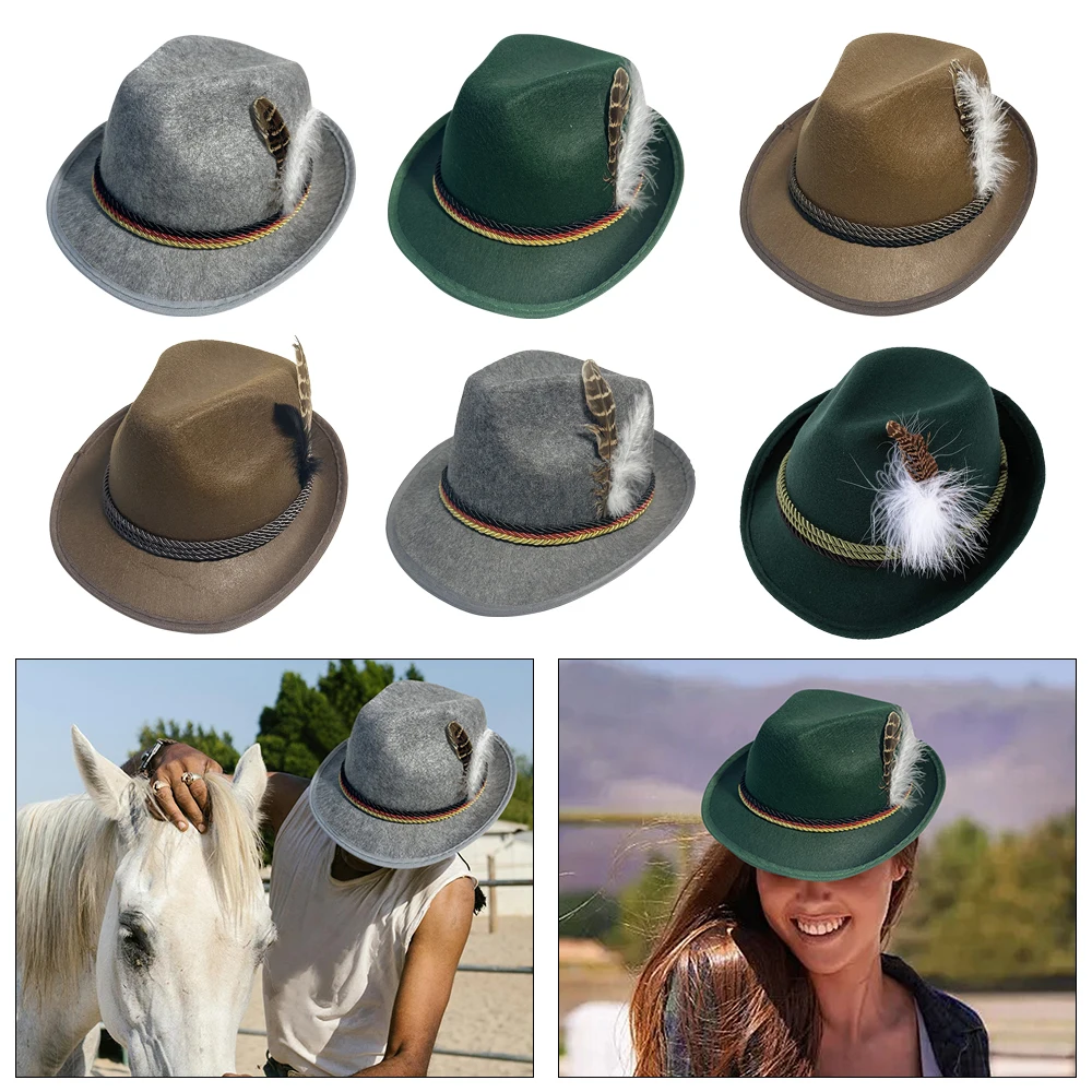 Munique cerveja chapéus alemão oktoberfest fedora panamá jazz pena chapéu de feltro traje de halloween cosplay boné para homem mulher