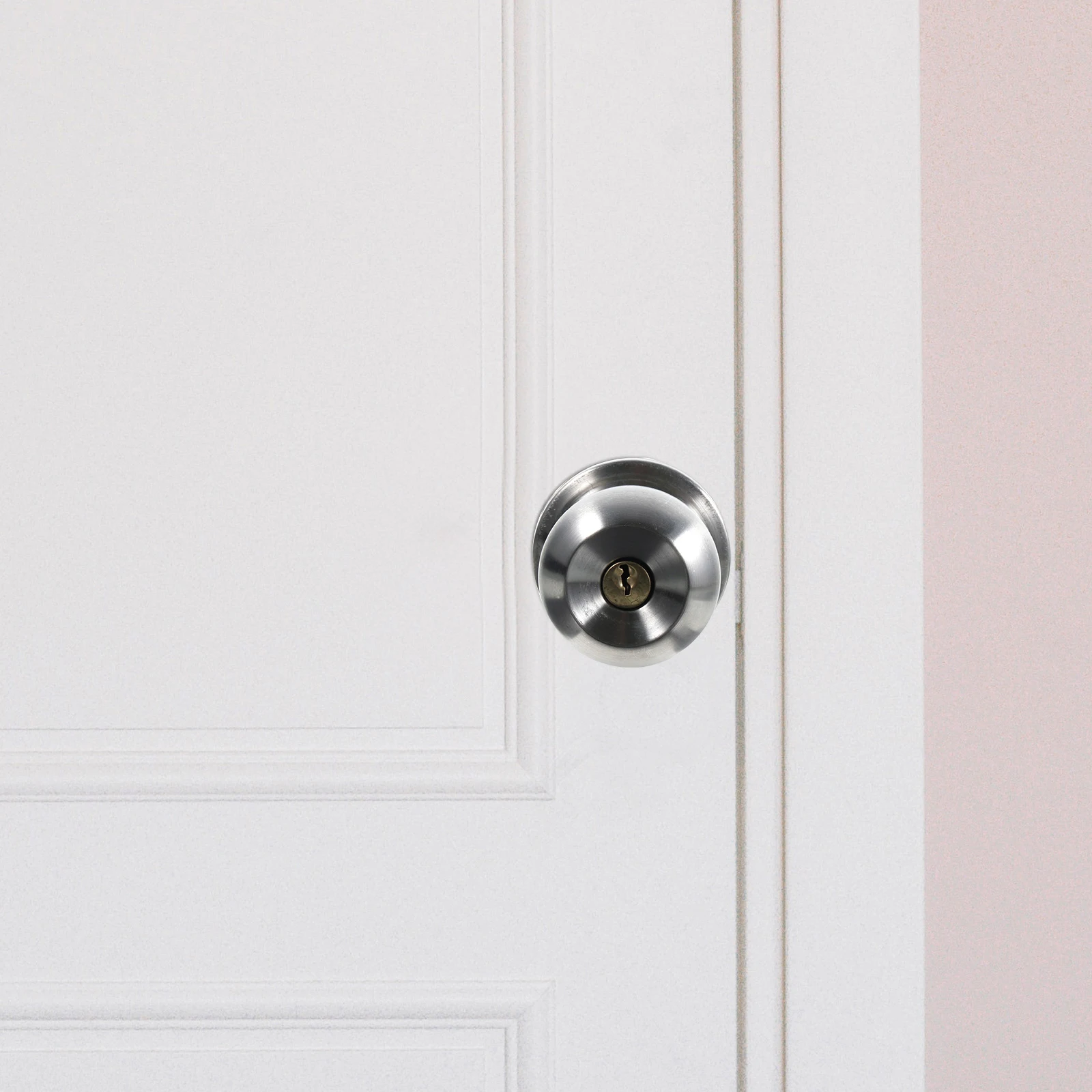 

Stainless Steel Door Lock Knob Bedroom Bathroom Interior Key Durable Easy Install Simple Design Smooth Rotation Travel Locking
