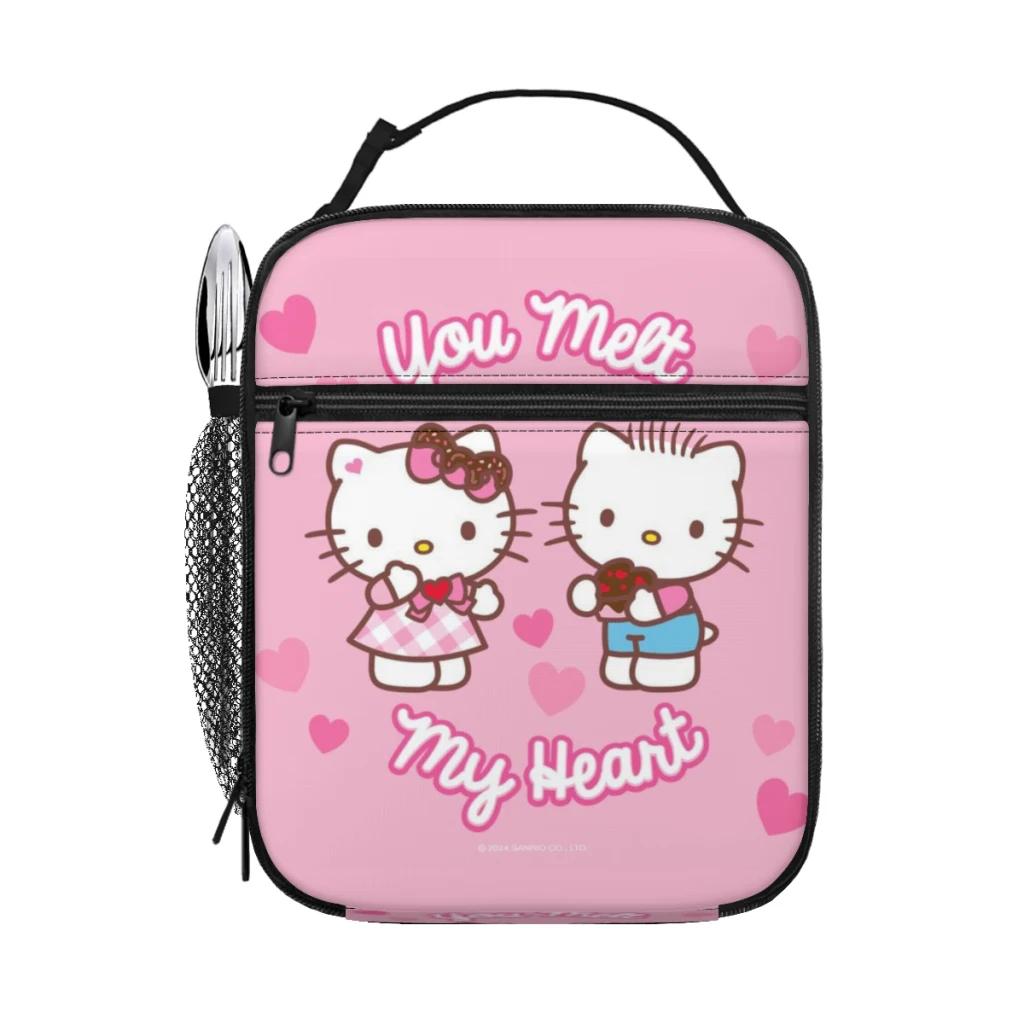 Hello-Kitty Portable Lunch Bag Food Thermal Box Durable Cooler Lunchbox with Shoulder Strap Picnic Bag Office