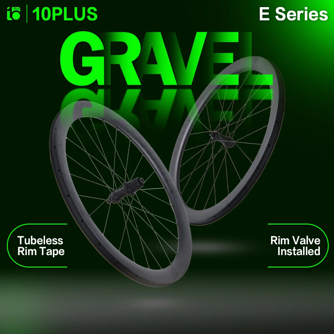 10PLUS E Series Carbon Fiber Gravel Wheelset 700C Disc Brake Centerlock 45T Star Ratchet Ceramic Bearings Tubeless Compatible