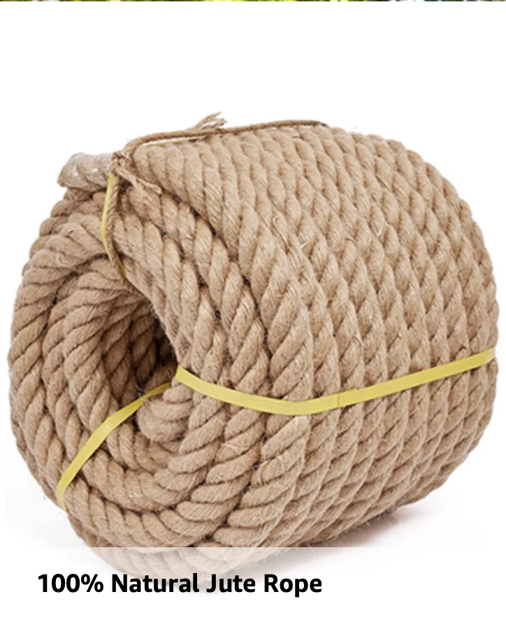 Jute Rope, 8/10/14/16mm Natural Hemp Rope,Twisted Manila Rope for Crafts,Gardening,Climbing,Hammock,Nautical,Tug of War,Railings