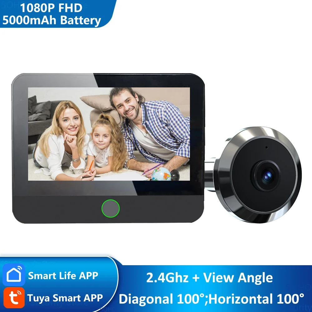 Mini 1080P Tuya Smart Life Home Digital Doorbell Viewer Peepholes Door Camera Eye WiFi  IR Night Vision with 4.3 Inch Monitor