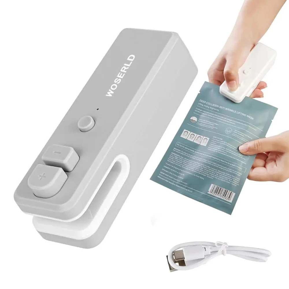 

2 In 1 Mini USB Rechargeable Portable Heat Seal Snack Plastic Bags Sealing Machine Bag sealer for Chip Bags Food Storage