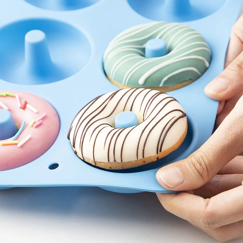 Silicone Donut Mold 6 Doughnuts Food Grade Non-Stick Silicone Baking Pan Dishwasher Safe Heat Resistant and Microwave Safe Mould