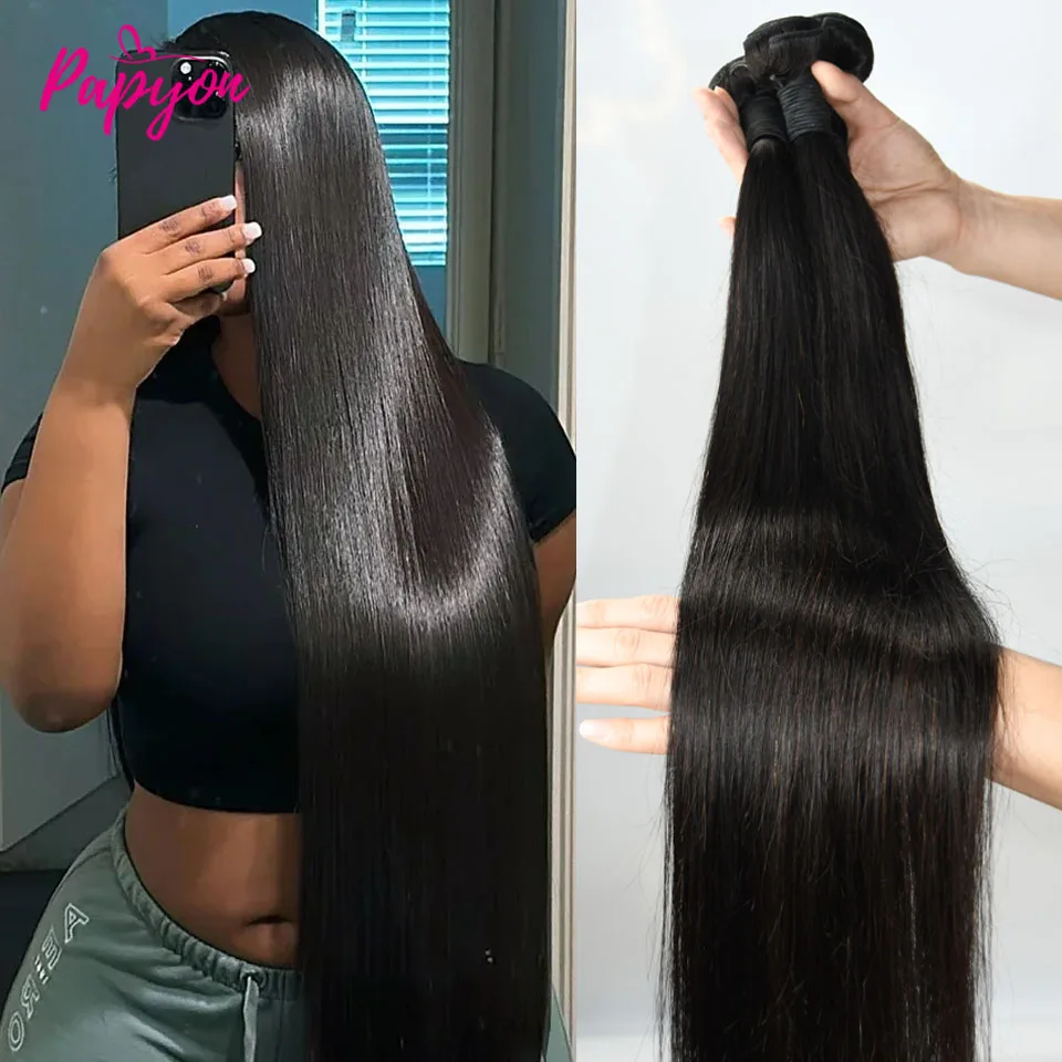 Straight Human Hair Bundles Human Hair Weaving Brazilian Hair Extensions For Women 34 36 38 40 Inch Bundles Human Hair Straight