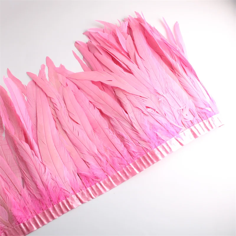 10 Yards Rooster Feathers Trim for DIY Handicrafts, 25-30cm Feather Fringes for Clothes or Carnival Accessories