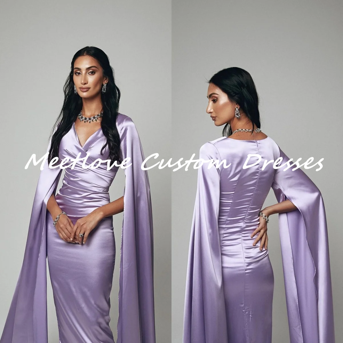 

Meetlove Grape Long Sleeves Sleeves Zipper up Zipper up Mermaid Gala Dress Elegant and pretty women's dresses فستان حفلات الزفاف