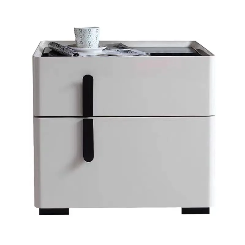 

Italian minimalist solid wood bedside table rock slab modern minimalist paint bedside table