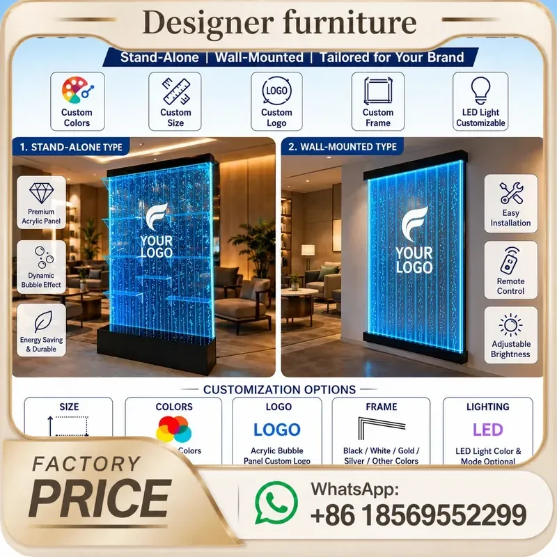 Home Decor Acrylic Bubble Water Wall Wine Cabinet LED Light Water Bubble Feature Bar Cabinet Multi-Tier Wine Bottle Display