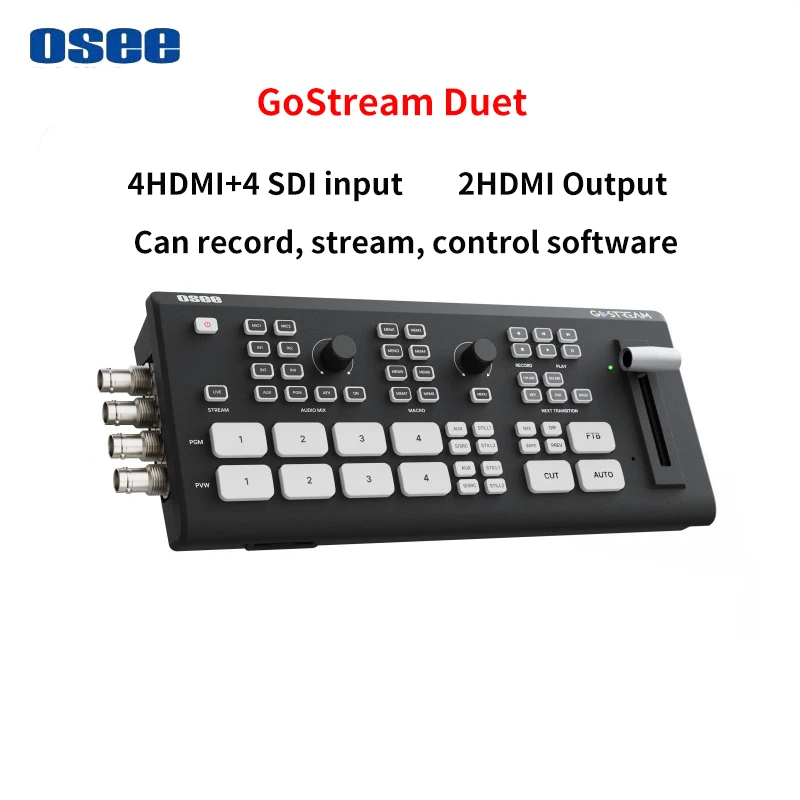 OSEE GoStream Duet 4-channel SDI+HDMI Input Output Switching Multi Machine Live streaming, Recording,Video Mixing Transition