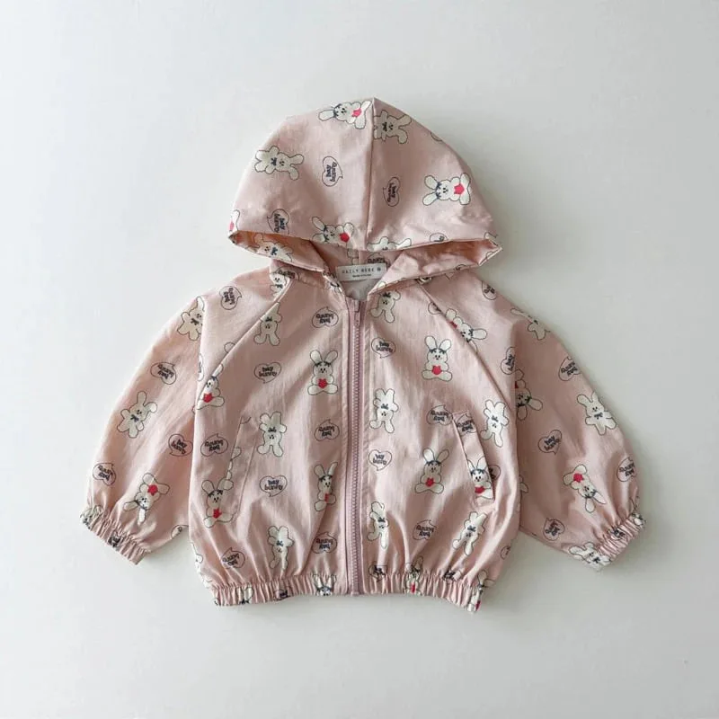 2024 Autumn New Baby Long Sleeve Hooded Coat Cute Cartoon Print Boys Girls Zipper Jacket Baby Bear Bunny Print Outerwear Clothes