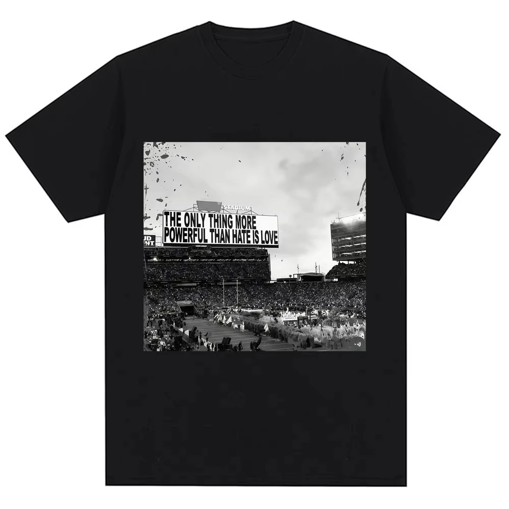 Rapper Bad Bunny T Shirts Only Thing More Powerful Than Hate Is Love Vintage T Shirt Women Fashion Hip Hop Loose  Tees