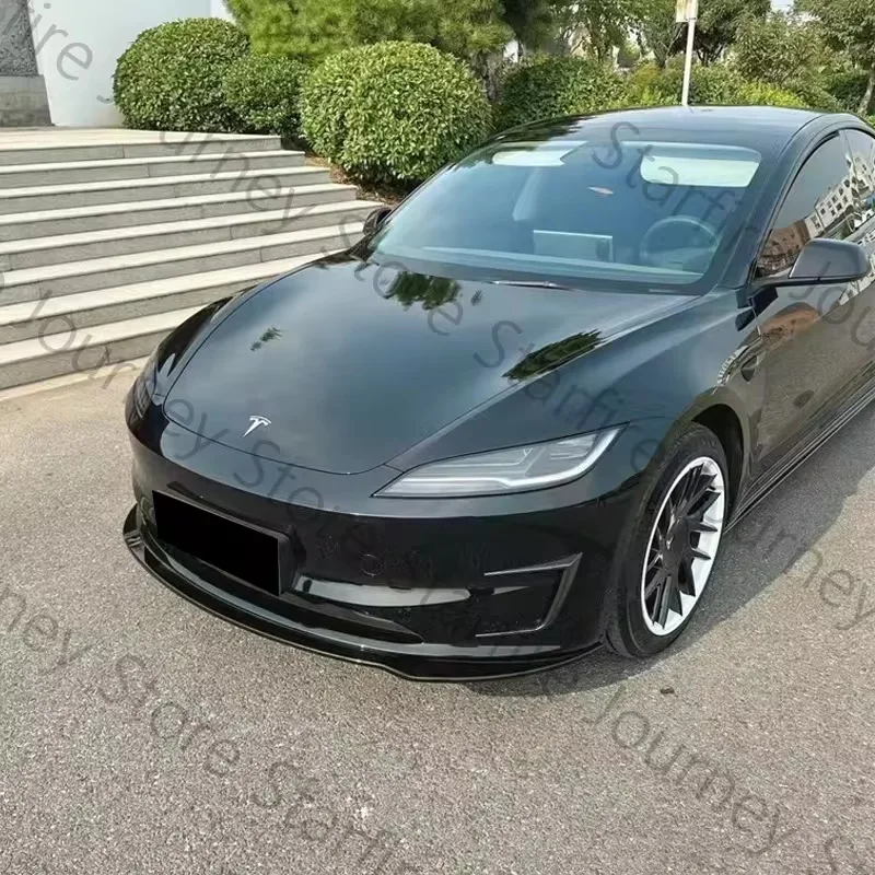 Przednia warga do Tesla Model 3 Highland 2024 FDC Sport Przednia osłona Spoiler ABS Czarny karbon Zestawy karoserii Akcesoria samochodowe — zdjęcie 4