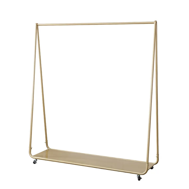 

Clothing store bag display Floor to ceiling mobile push pull wrought iron shelf Middle island rack with wheel