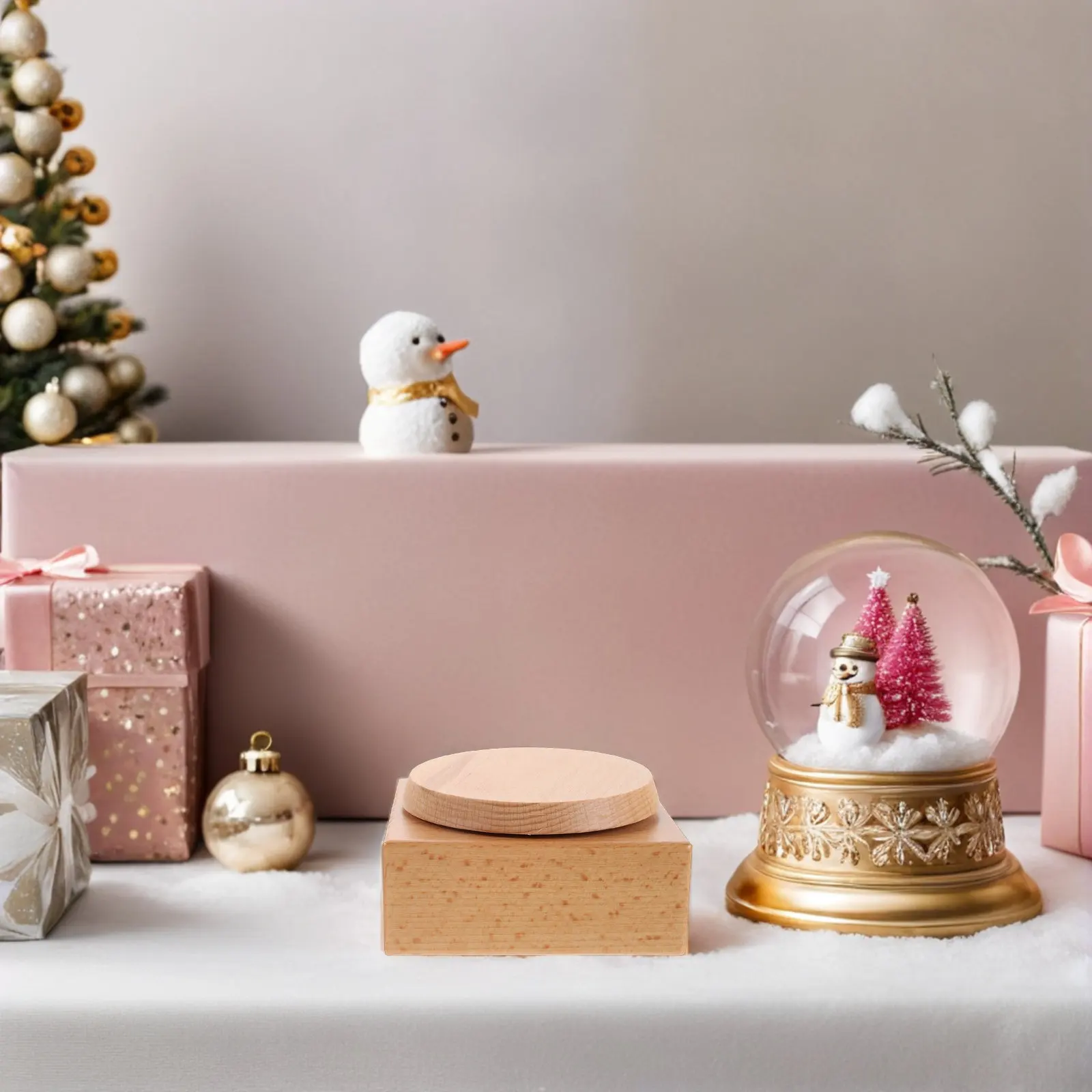Rotating Music Box Base Wooden DIY Craft Supply Stable Spinning Platform with Easy Wind Up Mechanism