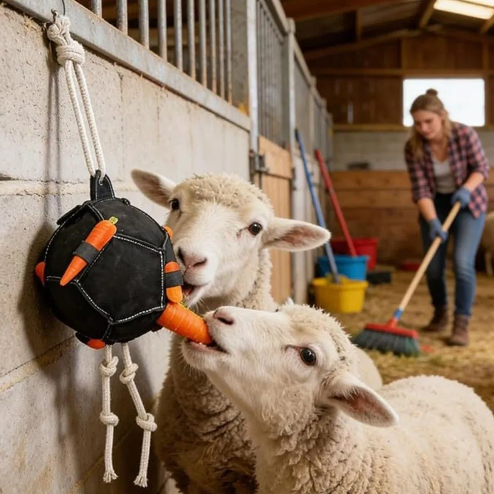 

Hanging Horse Carrot Feeding Ball Waterproof Portable Horse Hay Feeder Toy Bite Resistant Interactive Treat Toy