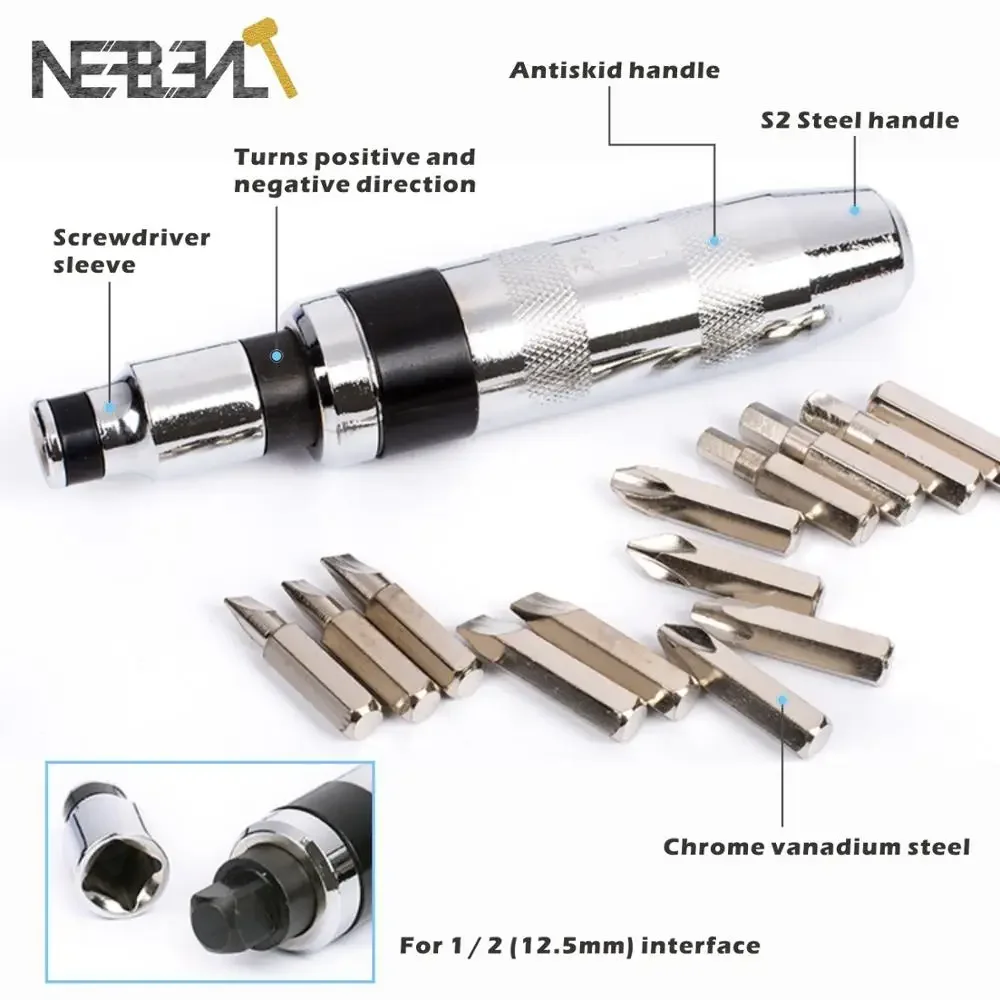 Manual Impact Screwdriver Set 13 Heads Shock Screw Driver For Loosening Frozen Bolts And Stubborn Fasteners With Non-slip Handle