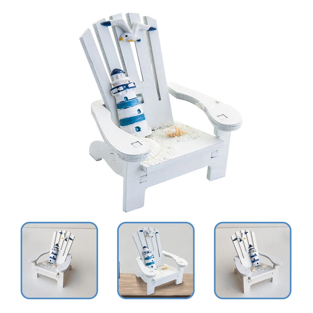 

2 Pcs Beach Chair Lighthouse Style Decoration Ocean Themed Coastal Home Miniature Pine Wood Minature Child