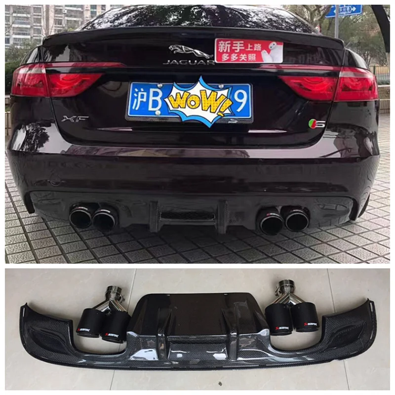 

For Jaguar XF 2016 2017 2018 High Quality Carbon Fiber Trunk Bumper Lip Rear Diffuser Splitters & Exhaust Spoiler Cover