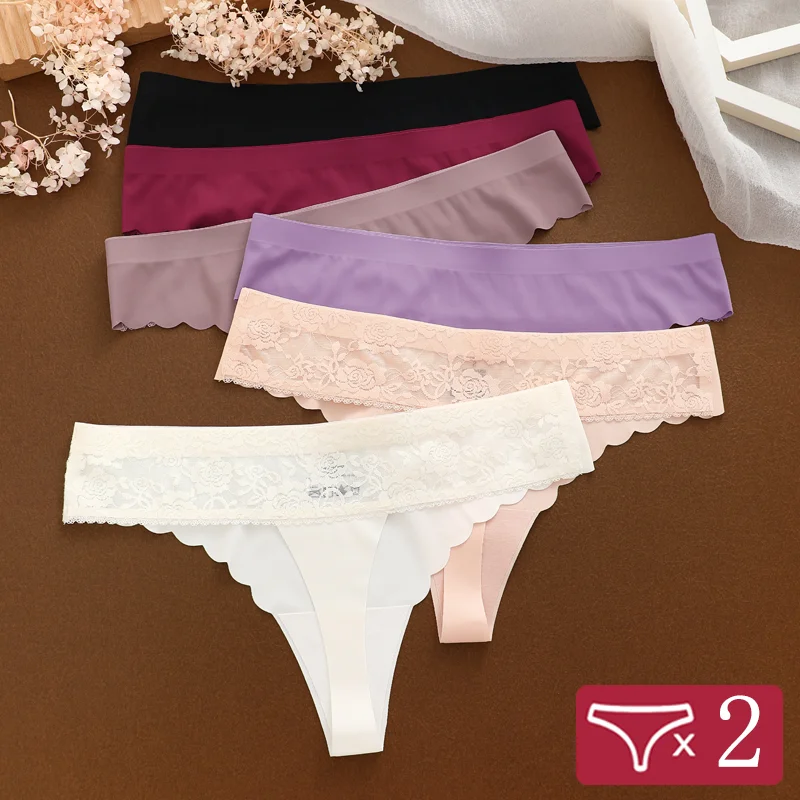 New Design Lace Seamless Thong Breathable Intimates Panties Sexy Invisible G-String Thong Panty Thong Women Underwear