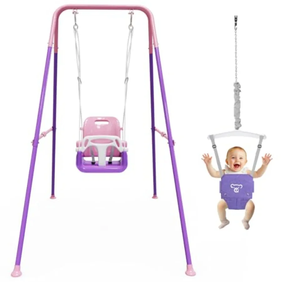 

2 in 1 Toddler Swing and Baby Jumper Foldable Baby Bouncer with Soft Cushion Foldable Indoor and Outdoor Use Easy to Install an