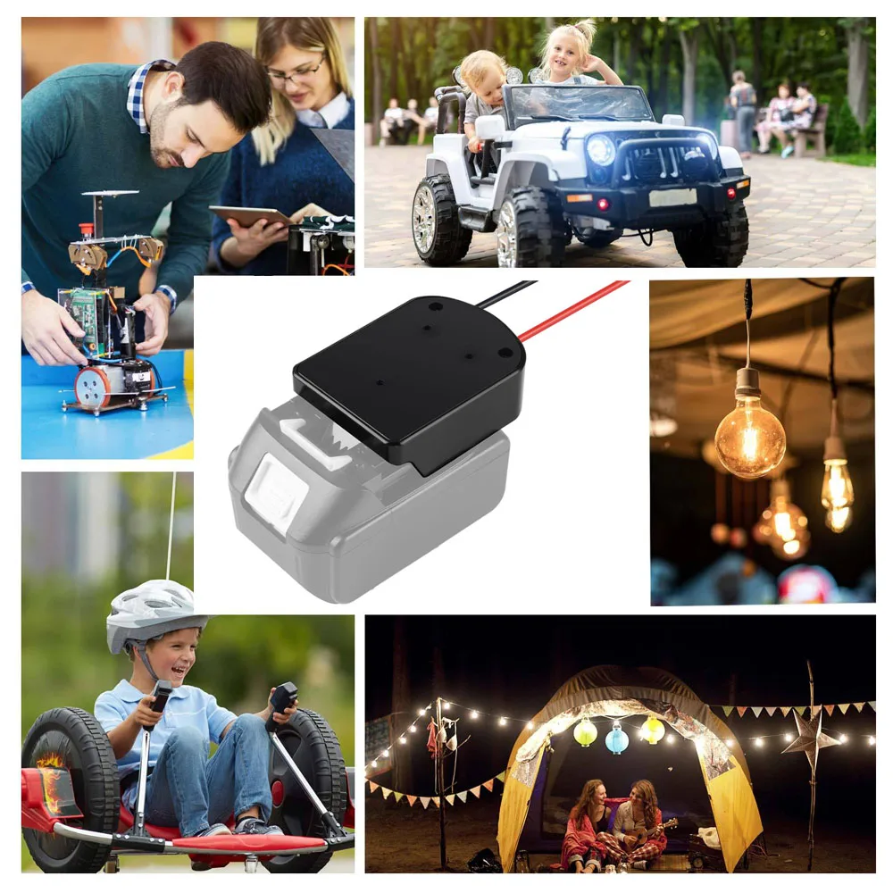 Battery Adapter For Makita 14.4-18V Li-Ion Battery Power Connector Adapter Dock Holder With 14 Awg Wires And I/O Switch DIY Tool