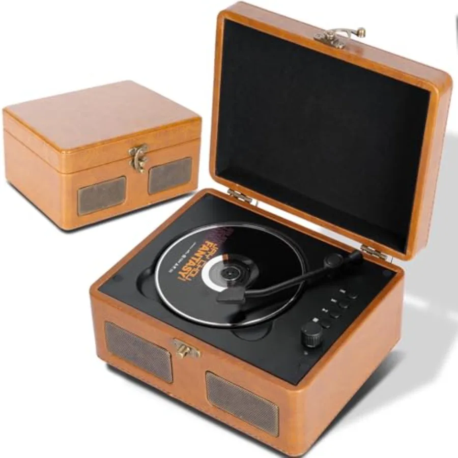 

Time Vintage Portable Music Box CD with Speakers Bluetooth Transmitter Rechargeable USB/AUX Multi‑Mode Gift