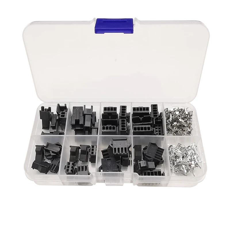 200Pcs/Box Black JST SM 2.54mm Pitch 2P 3P 4P 5 Pin Male Female Plug Housing Pin Header Crimp Terminal Adapter Wire Connector